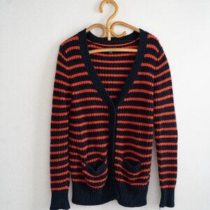 Tommy Hilfiger Red and Blue Waffle Knit Cardigan Sweater Sz M